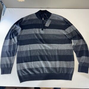 Enzo Mantovani 1/4 Zip Sweater Men's XXL Gray Black Wool Cashmere Blend NWT‎